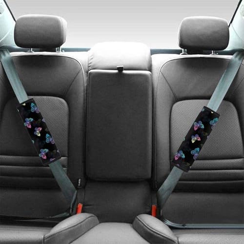 Image of AFPANQZ Colorful Butterfly Print Car Seat Belt Pads Cover Seatbelt Shoulder Strap Cushion Harnss Pads Comfortable Driving Universal Fit Truck Vans Sedans SUVs