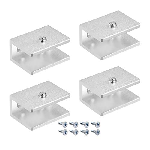 uxcell Glass Shelf Brackets - Adjustable Aluminum Alloy Glass Clamp Clip Holder Rectangle