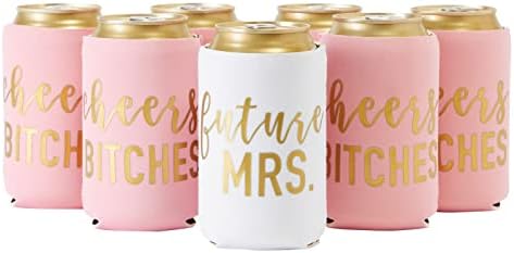 12 oz Insulated Beer Can Cooler Sleeves for Bachelorette Party Favors, Cheers Bitches, Future Mrs (12 Pack)
