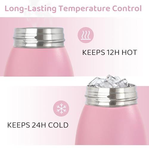 Image of 32oz Insulated Stainless Steel Water Bottle with Handle, Double Wall BPA-Free Metal Water Bottle, Leakproof, Keeps Cold 24H & Hot 12H, Ideal for Gym, Office, Hiking, Purple Pink