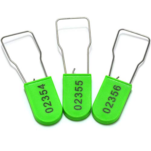 100pcs Security Metal Wire Padlocks, Plastic Security Seals Disposable Anti-Tamper Tag Locks with Numbered Anti Tamper Tag Hasps (Green, 100pcs)