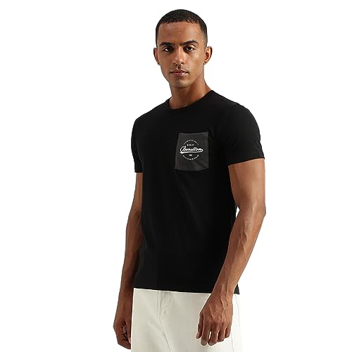 Image of UNITED COLORS OF BENETTON Men's Cotton Solid Regular Fit T-Shirt