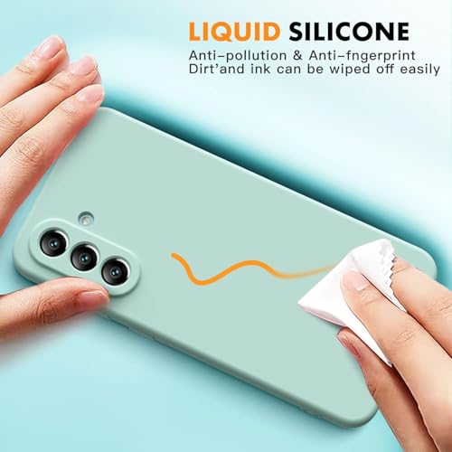 Image of DIZORO Microfiber Candy Case for Samsung A36 5G Smooth Touch Cushion Liquid Soft Silicone Gel Rubber Phone Cases Non-Slip Full Body Protective Shockproof Back Cover (Mint Green)