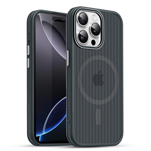 Image of KARWAN Polycarbonate Beam Magnetic Protective Cover Compatible with iPhone 15 Pro Camera & Body Protection|Anti Shock,Scratch Resistant|Precise Cutouts Modern Design|Wireless Charging (Grey)