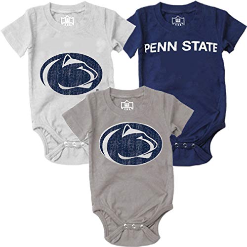 Image of Wes and Willy Baby College Team 3 Pack Bodysuits