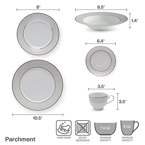 Mikasa Parchment 40-Piece Dinnerware Set, Service for 8, Durable Porcelain Plates, Bowls, and Mugs with Contemporary Design, Dishwasher Safe by Mikasa - Image 3