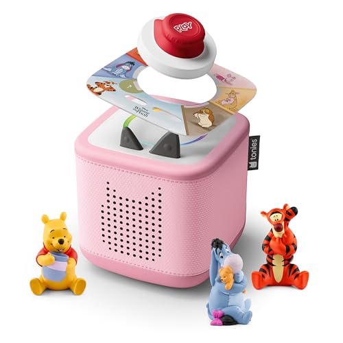 Image of Toniebox 2 Audio Player Bundle for Kids 3+ with Winnie The Pooh, Tigger, Eeyore Figurines and Tonieplay Game & Controller - Cloud Pink