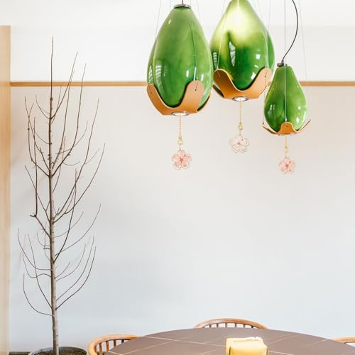 Image of GLOBLELAND 4 Pcs Flower Ceiling Fan Pull Chain Alloy Glass Ceiling Fan Extension Ornaments Light Pull Chain with Connector for Ceiling Light Fans