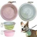 2 Stück Faltbare Reisenäpfe,Silikon Wassernapf für Hunde, Faltbarer Wassernapf aus Silikon – Tragbare Hundenäpfe 350ml mit Deckel & Karabiner für Unterwegs, Futternapf Set für Hunde & Katzen