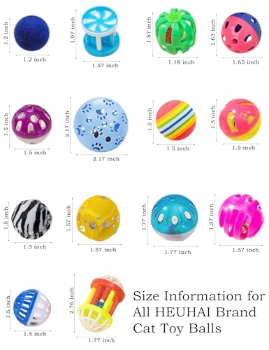 DIYUQISHI Pacote de 19 peças para gatos, 5 bolas de sino, 10 bolas de pelúcia e 4 molas para gatos e