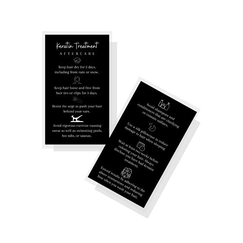 Keratin Treatment Aftercare Instruction Card | Physical Printed 2x3.5” inches Business Card Size | Hair Care Card Handouts for Salons | Black and White Design