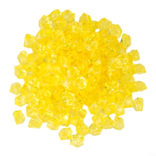 150pcs Acrylic Ice Rocks for CRYSTALs Gems, Bulk Fake for CRYSTALs,Acrylic for CRYSTAL Gem Stone Ice Rocks, for Radiant Vase Plant Decoration,Wedding Decoration,Table Scatter Party(Yellow)
