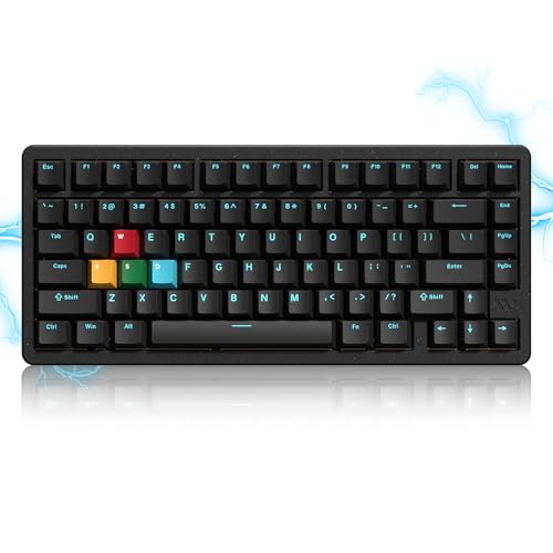 LQXQ SK75 TMR Clavier mécanique sans fil 75 % aluminium ANSI US, pré-lubed POM Switches RGB Creamy Gaming Keyboard, 3 modes BT5.0/2.4G/USB-C, clavier remplaçable à chaud avec joint, noir