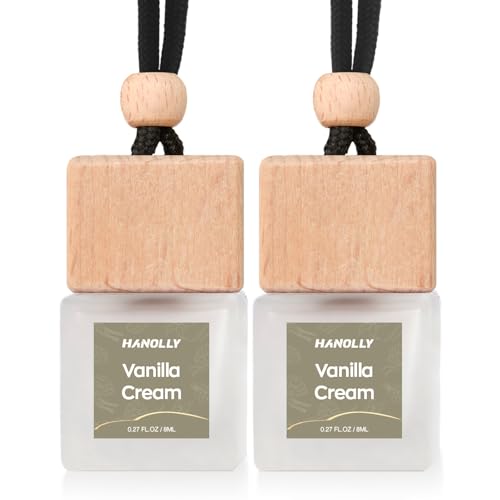 HANOLLY Car Air Freshener Hanging 2 Pack – Vanilla Cream Car Freshener Diffuser, Fall Car Air Freshener for Women and Men, Lasting up to 45 Days.0.27 FL OZ/8ML