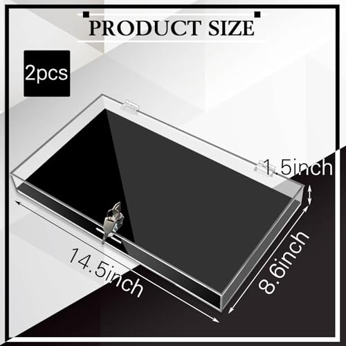 Huquary 2 Pcs Acrylic Locking Jewelry Display Case Clear Ring Earring Necklace Bracelet Jewelry Display Case Locking Security Showcase With Lock And Key For Trade Show Retail Display Case thumb #1
