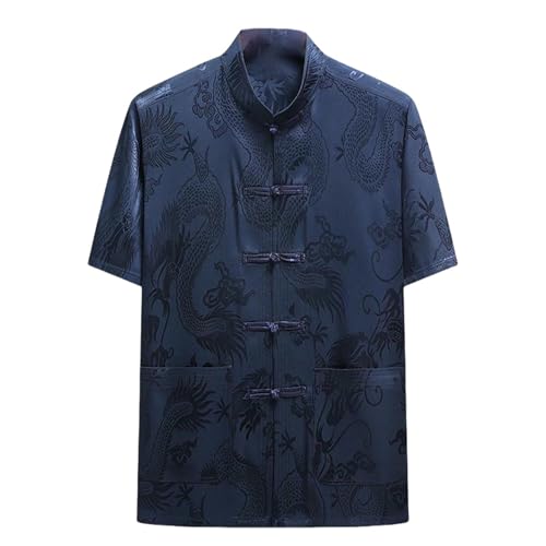 Costume rétro chinois homme en soie glacée supérieure et coupe fluide