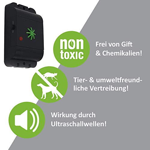ISOTRONIC mobiler Hundeschreck Katzenschreck mit Ultraschall für Scheune, Garten, Auto und Garage, besonders hohe Töne, Wechselfrequenz gegen Gewöhnungseffekt (1)