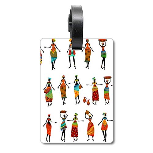Étiquette d'identification pour femme style totems africains noir de voyage