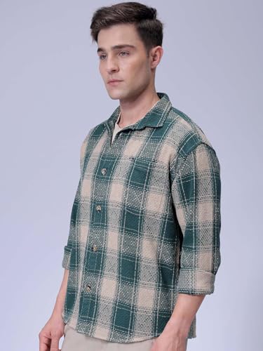 Image of The Indian Garage Co Men Relaxed Fit Checkered Full Sleeves Cutaway Collar Casual Shirt