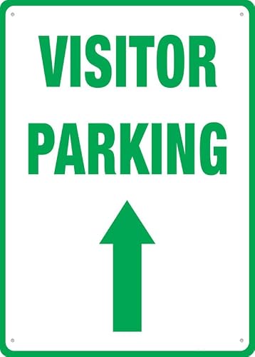 Visitor Parking Sign (Straight Arrow) Aluminum Metal Sign 8"x12" Rust-Free UV Printed 4 Pre-Drilled Holes Durable Weatherproof For Business Use