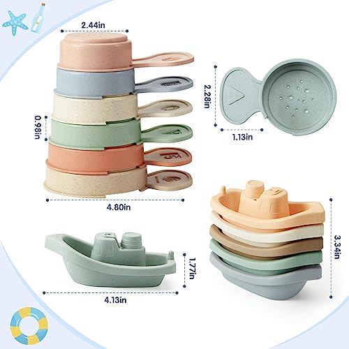 Bath Toys Floating Boats With Bathing Spoon, 11 Pcs Bathtub Mold Free Bath Toy For Babies Water Table Toys Toddler Birthday Gift For Preschool Boys/Girls #TOP2