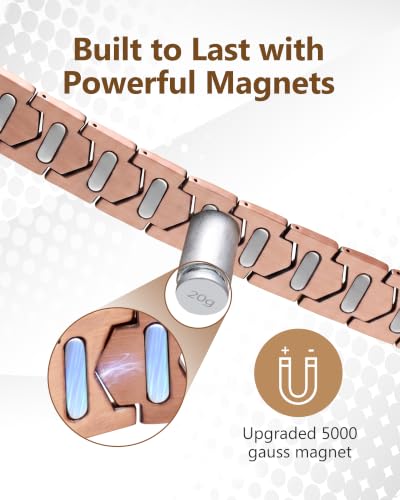 Image of Feraco Copper Magnetic Bracelets for Men,Pure Copper Jewelry Gift