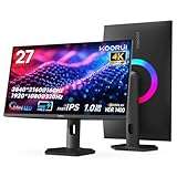 KOORUI QD-MiniLED 27インチ ゲーミングモニター 4K モニター Dual Mode対応(4K@160Hz/FHD@320Hz) Fast IPSパネル 1ms高速応答 HDR1400 QD 量子ドット 広色域/Adaptive Sync/HDMI2.1/DP1.4/Type-C 90W/USB 3.0/VESAマウント対応 縦横回転 高さ調節 S2741LM