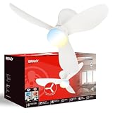 BRILONER - Ventilatore da soffitto con luce LED, telecomando, motore DC silenzioso con 3 velocità, CCT e luminosità regolabile, pale rimovibili, lampadario ventilatore da soffitto, 78 cm, bianco