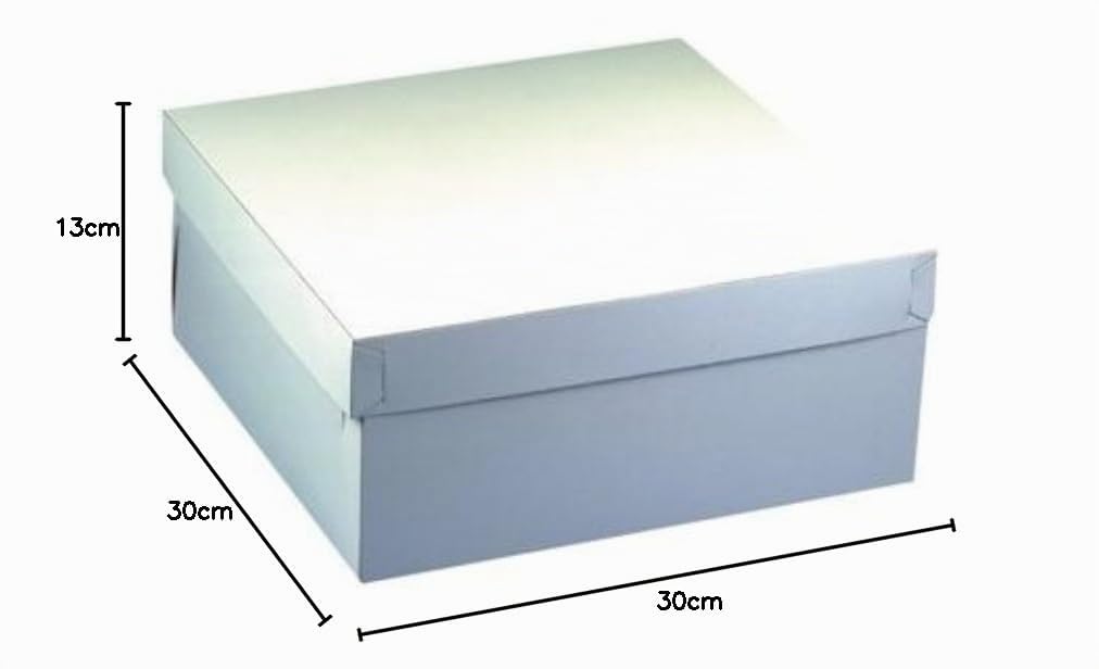 Papstar 18857-10 Scatole per Torta, con Coperchio, in Cartone, rettangolari, 30 x 30 x 13 cm, Colore: Bianco