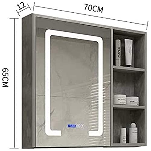 ROLTIN Mirrors for Bathroom LED Lighted WallMounted Bathroom Mirror Cabinet,AntiFog and Defog Mirror with Storage Rack,Vanity Mirror Cabinet,Cement Ash - Afbeelding 4