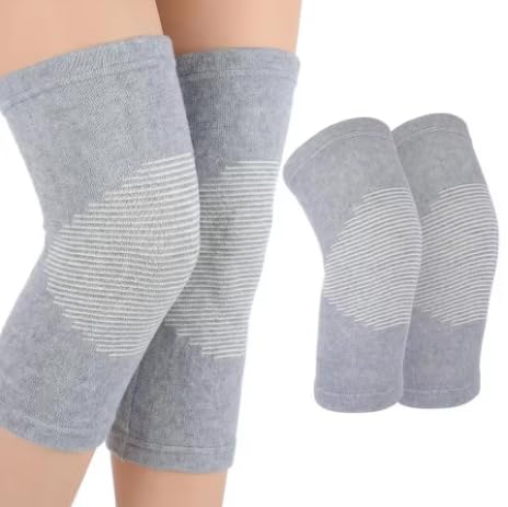 2 PAIRS 4 Pcs Bamboo Charcoal Compression Knee Sleeve Brace