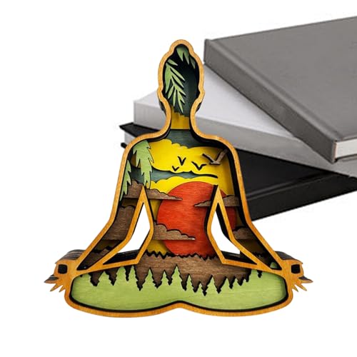 YNPQTDS Statuette Yoga, Meditative da Tavolo, Statua da Collezione in Legno Decorazione per Scrivania Unisex Complemento d'Arredo per Salotto Scrivania e Tavolo