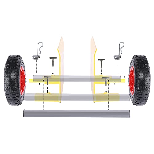 Heavy Duty Panel Dolly, Adjustable Door Dollys With Wheels, 2 8" Pneumatic Wheels 600Lbs Load Bearing For Drywall Sheet Heavy Appliance&Material Handling All Terrain Moving Cart Panel Dolly - Yellow #TOP2