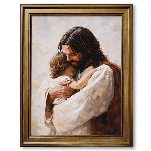 Framed loving embrace canvas print art, vintage minimalist aesthetic wall