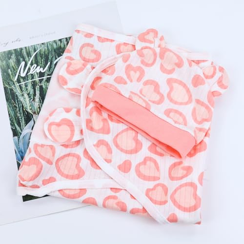 Image of Cinaci 2 Pack Adjustable Soft Cotton Blend Newborn Baby Receiving Swaddle Blankets Sleep Sacks with Nursery Hats Caps Beanies Bonnets for Baby Girls Boys Newborns Infants