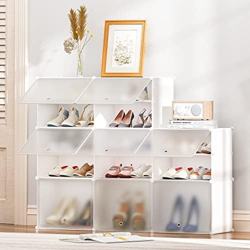JOISCOPE Shoe Rack Portable Shoe Storage Cabinet Organzier Tower, Modular Cabinet Shelving for Space Saving, Shoe Shelves,Cupboard Hallway Bedroom Entryway for Shoes, Boots, Slippers (2 * 7-Tier)