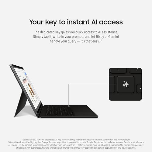 Image of Samsung Galaxy Tab S10 FE+ Book Cover Keyboard - AI Key for Galaxy Tab S10 FE+, Detachable Platform, PC-Like Experience, Wireless Keyboard Sharing, White