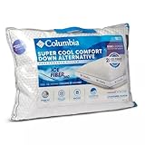 Columbia Comfort Ice Fiber Side Sleeper Down Alternative Bed Pillow with Polyester Fiberfill, Supportive and Cozy Instant Cooling Double Sided Breathable Cover, White, Standard/Queen Pack of 1