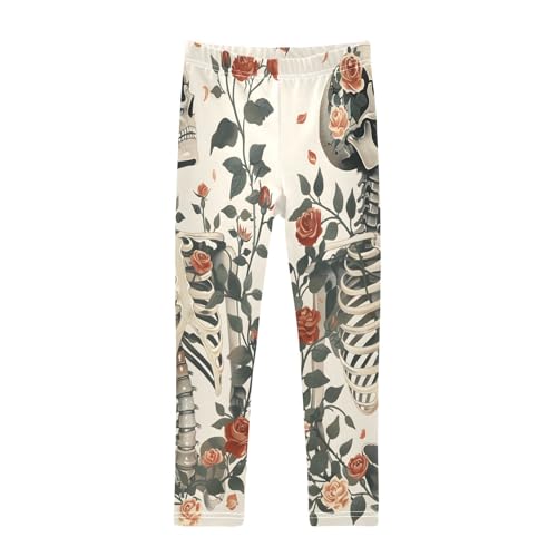 Bolaz Toddler Girls Leggings Printed Yoga Pants Leggings Skeleton Roses for Kids
