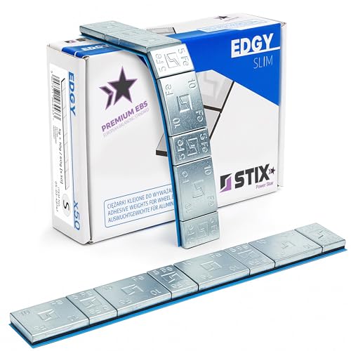 Stix 50 Streifen Klebegewichte Edgy Slim Auswuchtgewichte 60g 4x5g und 4x10g verzinkte Stahlgewichte 3,5mm mit breitem Klebeband für Alufelgen Pkw SUV 3KG