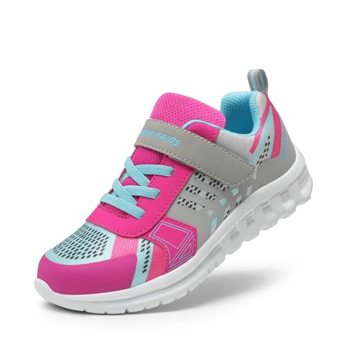 DREAM PAIRS Girls Boys Shoes Kids Tennis EZ-Ons Quicksteps School Sneakers Breathable Running Athletic Shoes 10 Toddler Grey/Fuchsia/Blue