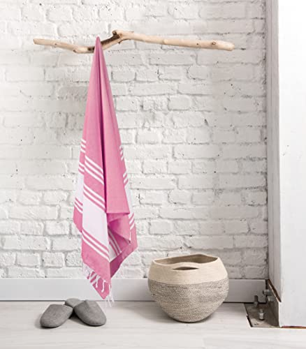 Turkish Towel 2 Pack, Bath Towels, Blanket Towels, Blue Blanket, Blue Towels, Turkish Peshtemal Towels, Pestemal Towels, Thin Camping Bath, Pool Blanket, Fouta Towels 100% Cotton-36X71 Inch-Pink #TOP6