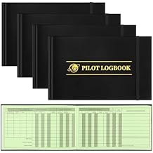 ReliThick 4 Pcs Pilot Logbook Black Hardcover Pilot Log Book Flight Log BookStylish