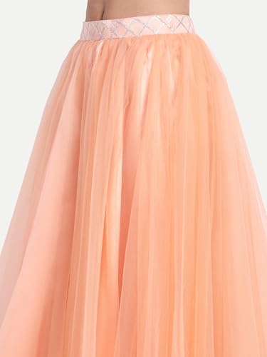 Image of TILISM Women's and Girls Solid Satin Long Skirt