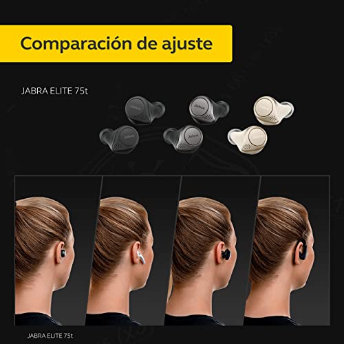 Jabra Elite 75t, Auriculares Bluetooth con Cancelación Activa de Ruido y batería de larga duración, Llamadas y música verdaderamente inalámbricas Negro Titanio