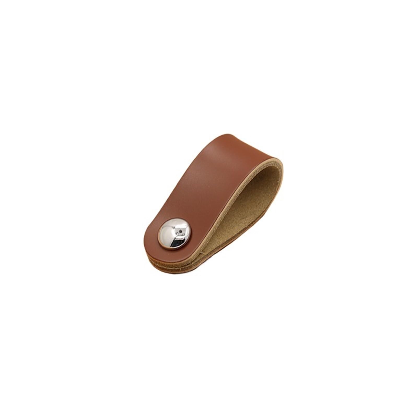 CQAHDSEVF Leather Drawer Pulls, Leather Drawer Pull Handles Multicolor 96/128mm for Cabinet Wardrobe(Brown-Chrome)