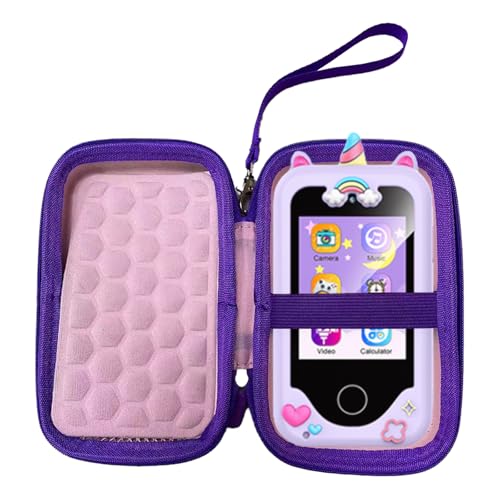 YuXiunanLu Kids Toy Phones Case Purple Children's Multifunctional Phone Case For Kids,Toddler Smart Phone Protable Protective Case For Baby Play Cell Phone, Sd Card, Lanyard And Cable (Purple)