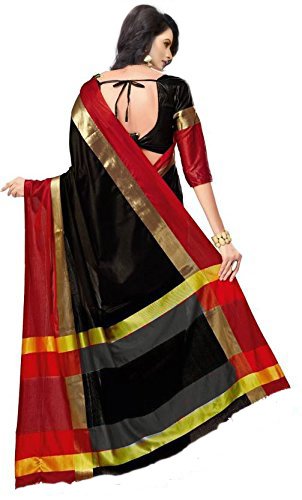 Image of PerfectBlue Women's with Blouse Piece Saree (VisvaVariation Lightgreenbrown Free Size)
