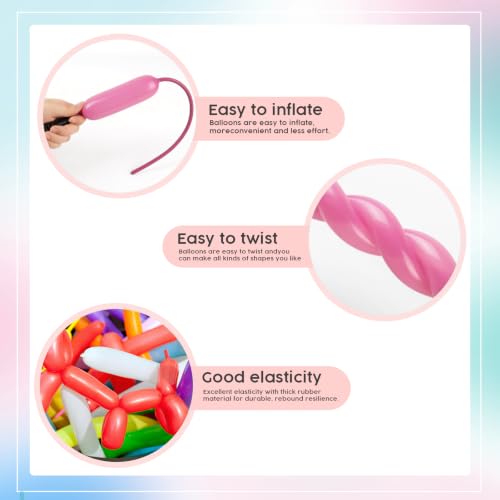 Image of Rose Pink Long Balloons - 260 Balloons for Balloon Arch & Party Decor, 100