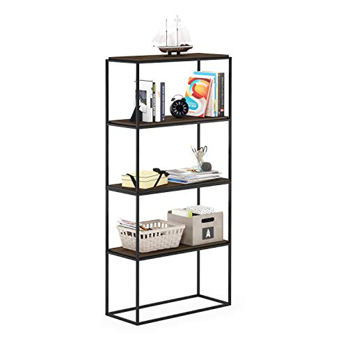 Image of Furinno Moretti Modern Wide Stackable Metal Shelf, Columbia Walnut